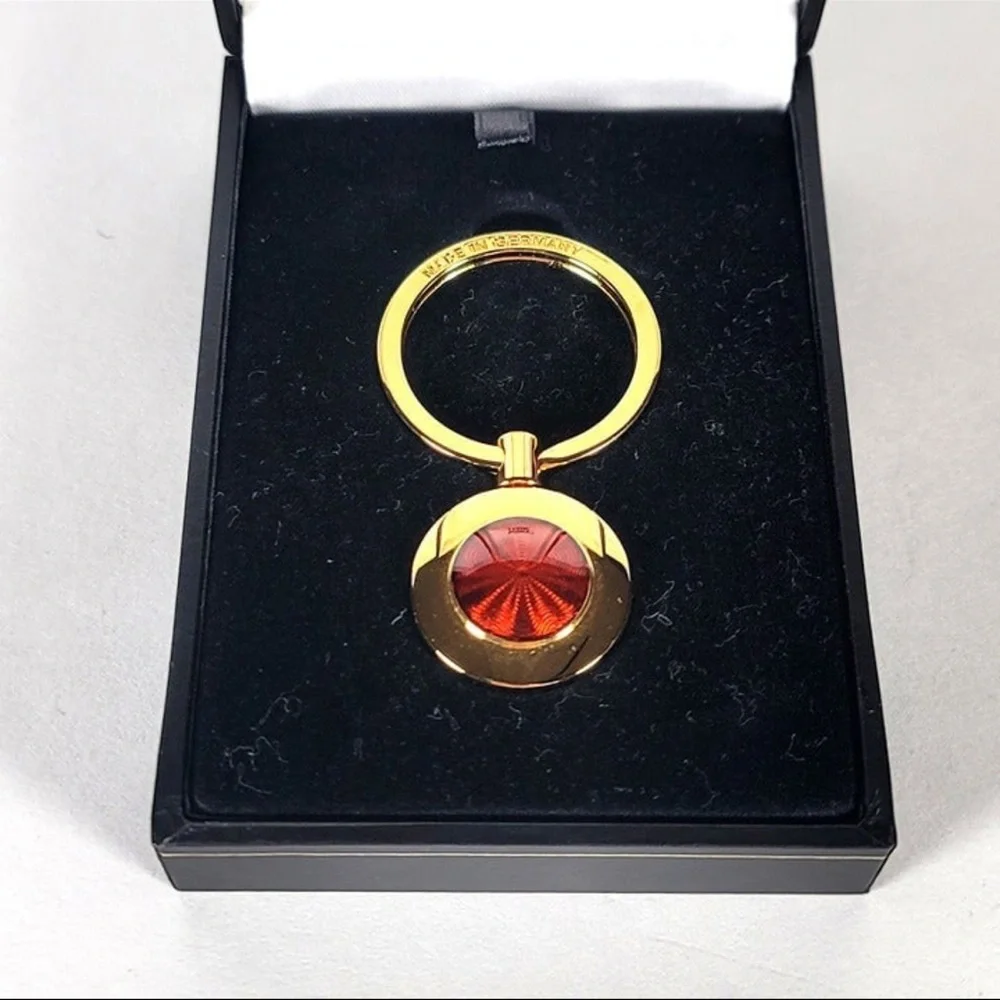 Montblanc Etoile Round Red Colored Enamel & gold finished Keyring NIB